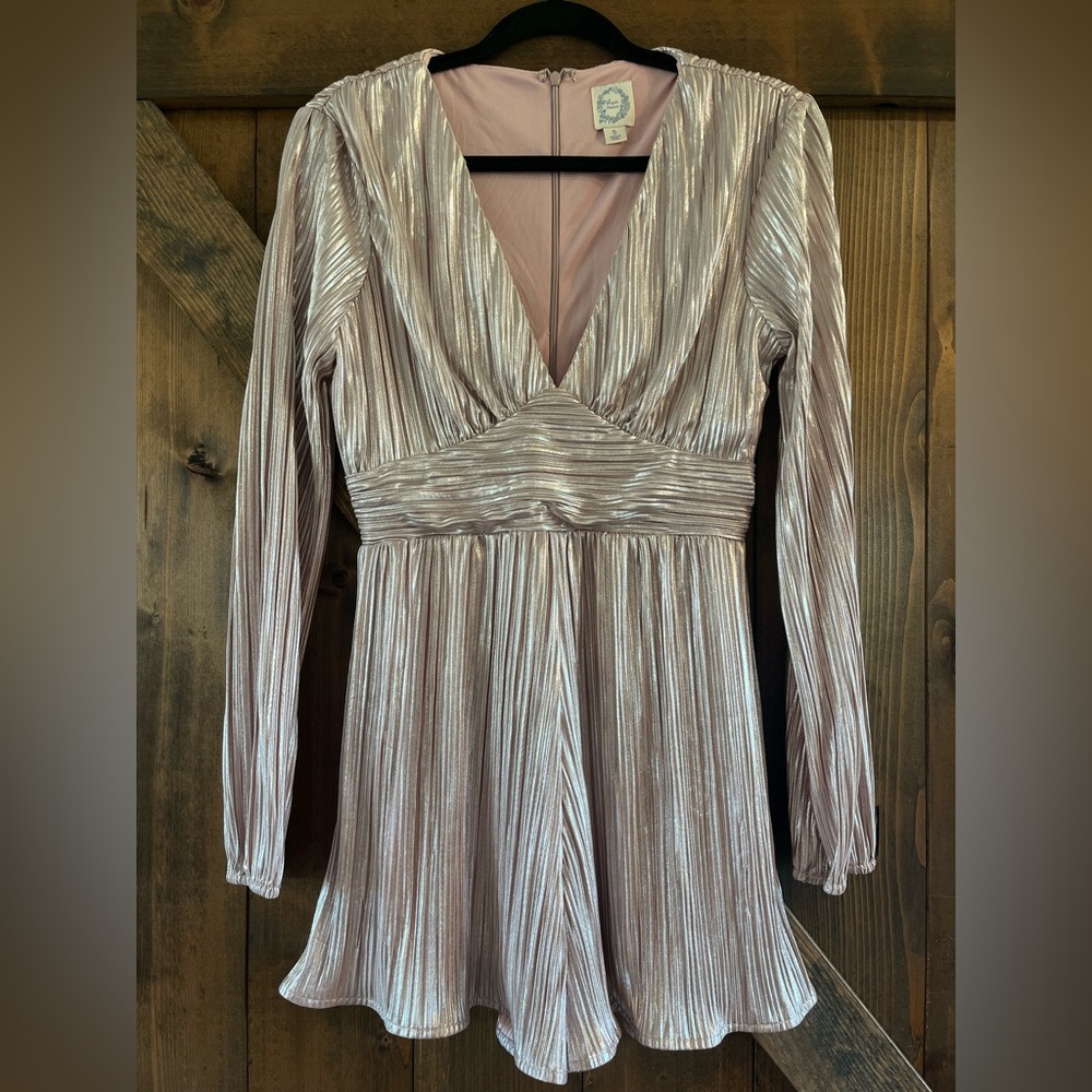 Blue Rain Metallic rose gold  Mini Dress romper